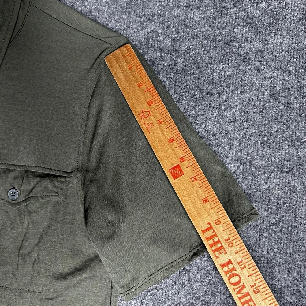 Ibex Merino Wool Short Sleeve Button Up Shirt Women Small Olive Green Performanc - Picture 6 of 8